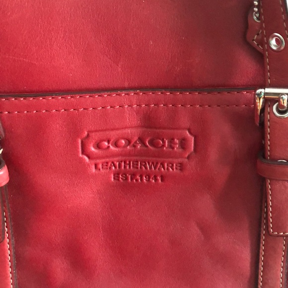Red Coach tote - Picture 2 of 5